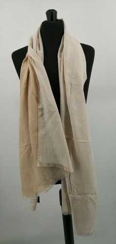 AUTHENTIC LOUIS VUITTON Ecru Monogram Logo Cashmere Pashmina Scarf Shawl Wrap - Picture 6 of 9
