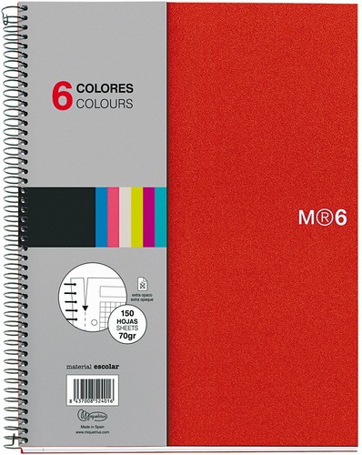 Notebook Miquelrius 8,5 x11 con cable, 6 asignaturas, regulado universitario - Imagen 5 de 8