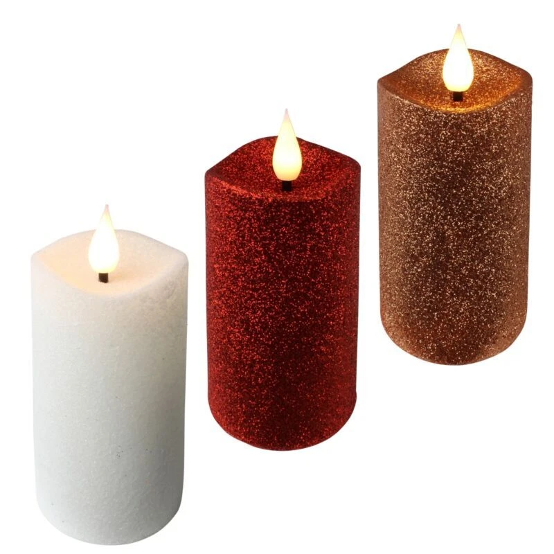 Led Wachs-Kerze 3D-Flamme MAGIE mit TIMER inkl Glas Kerzen-Ständer beleuchtet - Bild 4 von 4