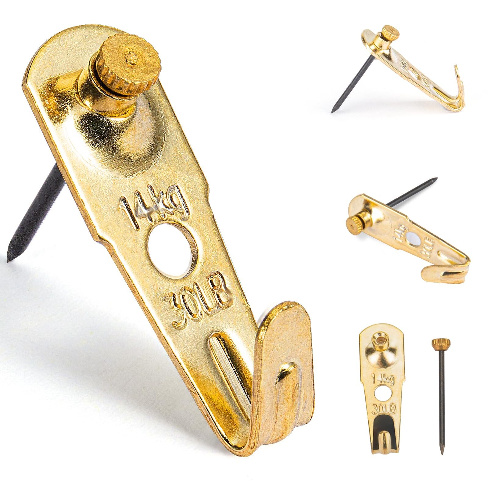 30 lb Picture Hangers (30 Set), Professional Picture Hanging Hooks with Nails...