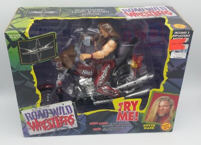 WCW Road Wild Wrestlers Kevin Nash Figure W/Motorcycle Toy Biz 1999 