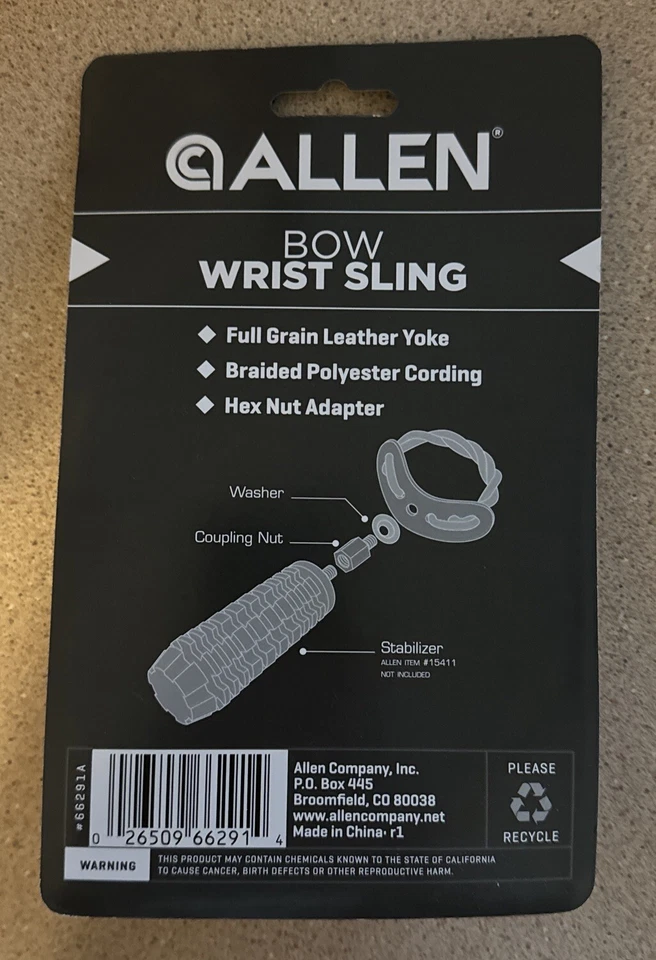 Allen Bow Muñequera Grano Completo Cuero Yugo Trenzado Poliéster Cordón 66291A Foto 2 de 2