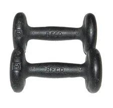 Vintage BFCO Pair 3 Lb ea (6 Lb Total) Dumbbells Cast Iron Bun Style