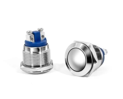 16 mm Rundkopf Edelstahl Drucktaster Moment EIN/AUS Hupenschalter silber
