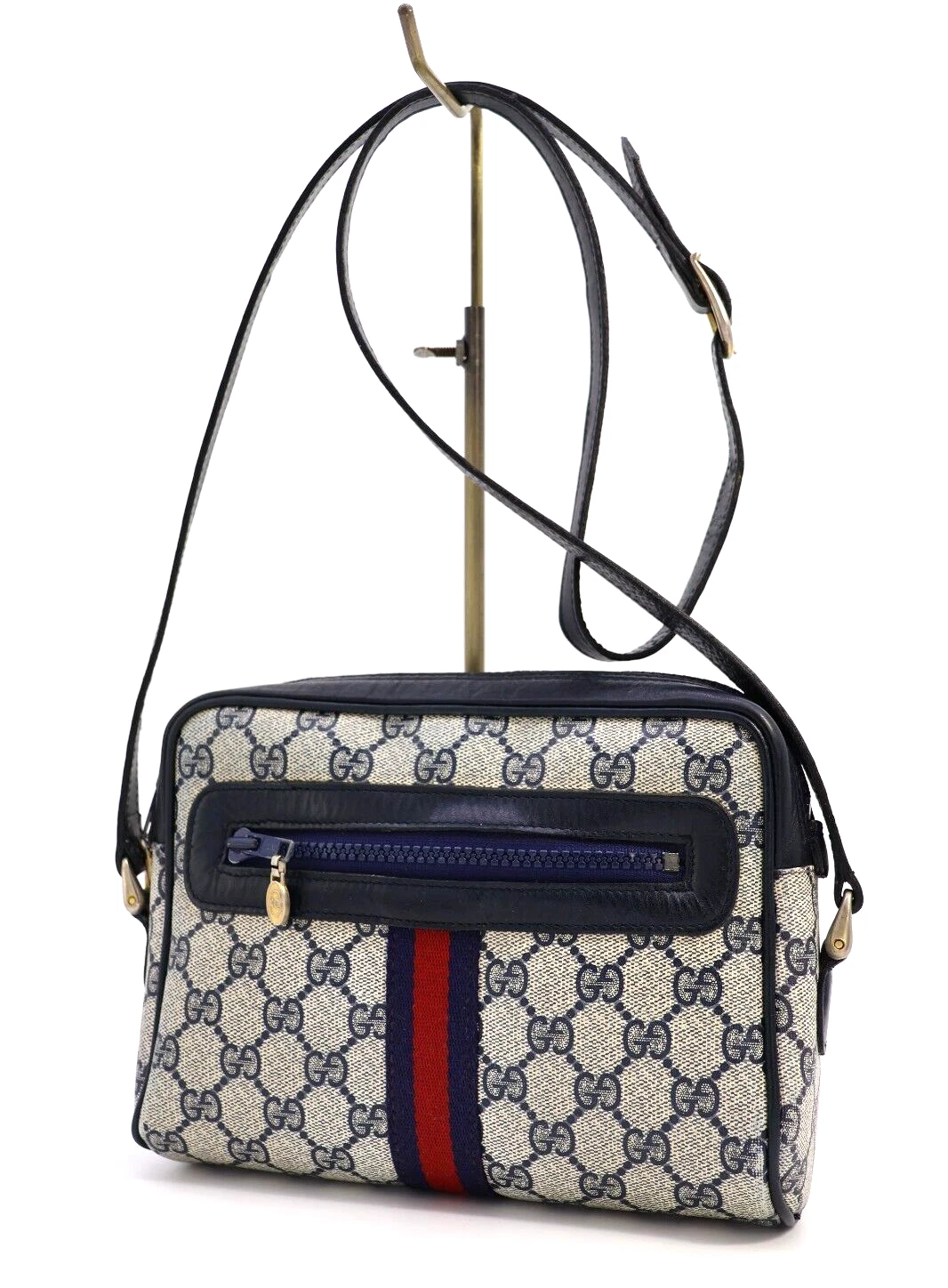 Gucci sac vintage sac à bandoulière Sherry sac à main bandoulière GG Supreme marine authentique