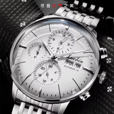 LUOBIN Mens Watch Automatic Chronograph Watch For Men Stainless Steel Watch Mens