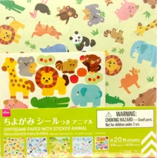 DAISO / Animal Origami Chiyogami Paper Sticker / Japan 20 sheets Panda Koala Pig