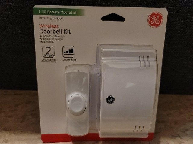 GE Wireless Door Chime Kit Doorbell 2 Sounds Battery Volume Control