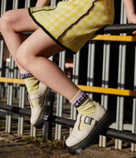 DR. MARTENS BETHAN PLATFORM MARY JANE WOMEN'S SHOES PARCHMENT BEIGE-PISA SIZE 8