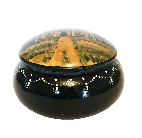 Vintage Russian Painted Lacquer Fedoskino-Style Ball Sphere Decorative Globe 4.5 - Bild 3 von 6