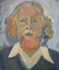 Antique expressionist oil painting man portrait