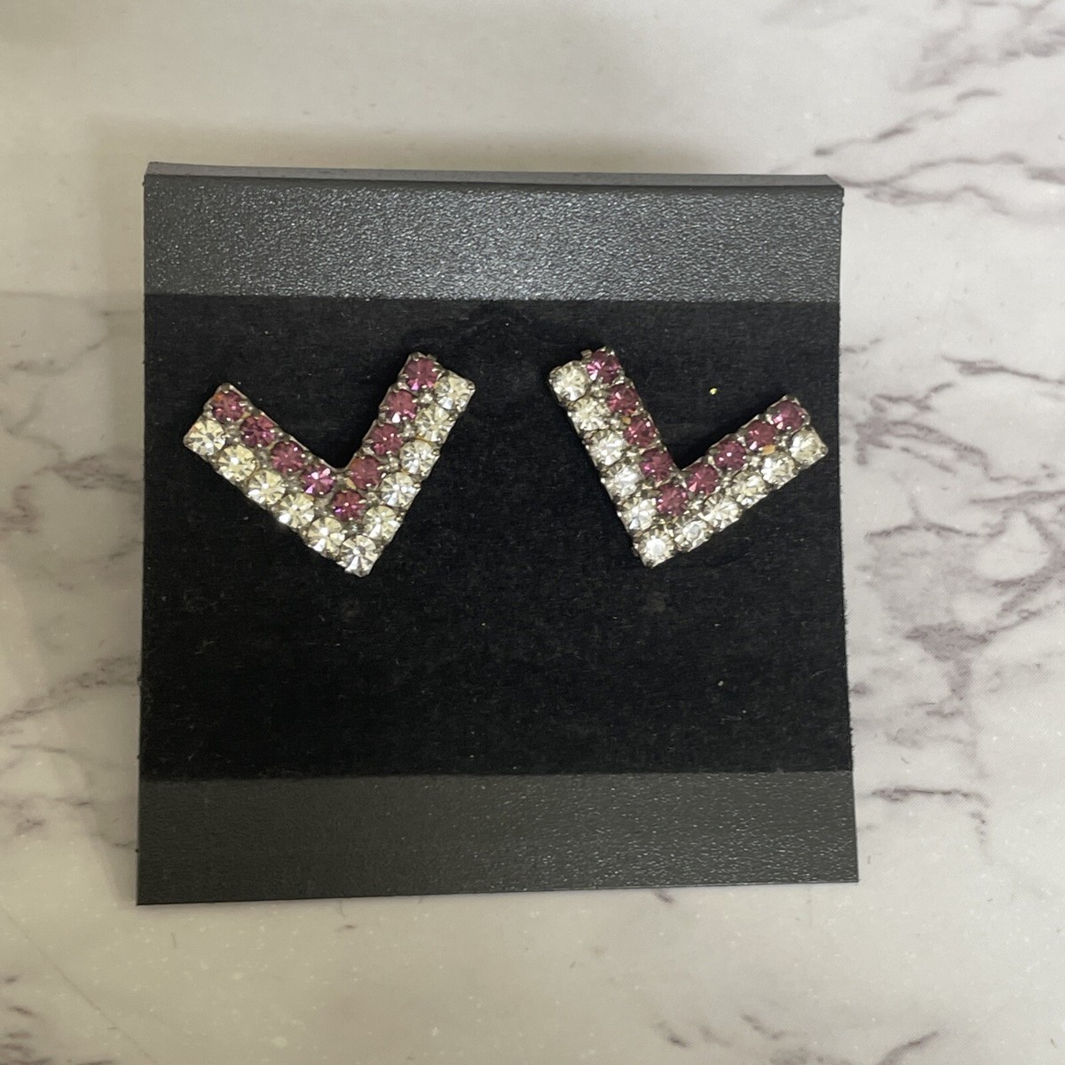 ピアス　No.4129 Vintage Rhinestone V Purple Pierced Earrings ZA-38 | eBay