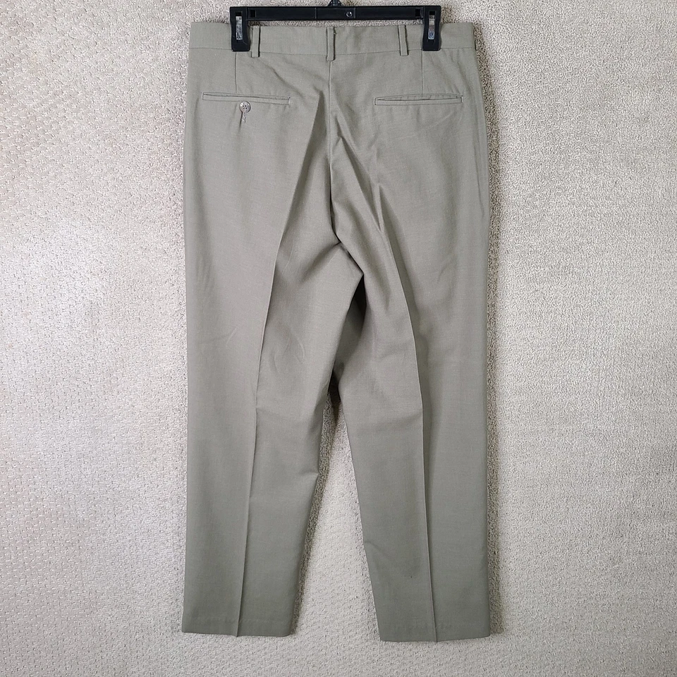 John Henry Pants Mens 34x29 (32x29) Brown Wool Blend Pleated Trouser Taupe - Image 3 of 4