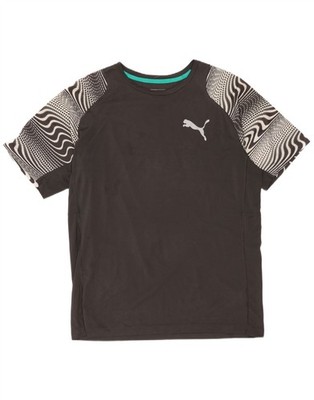 PUMA Mens Graphic T-Shirt Top Medium Grey Geometric Polyester CA06