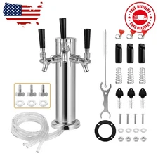 Triple Tap Draft Beer Tower, Stainless Steel 3'' Flange Brewing Tower Stainle...