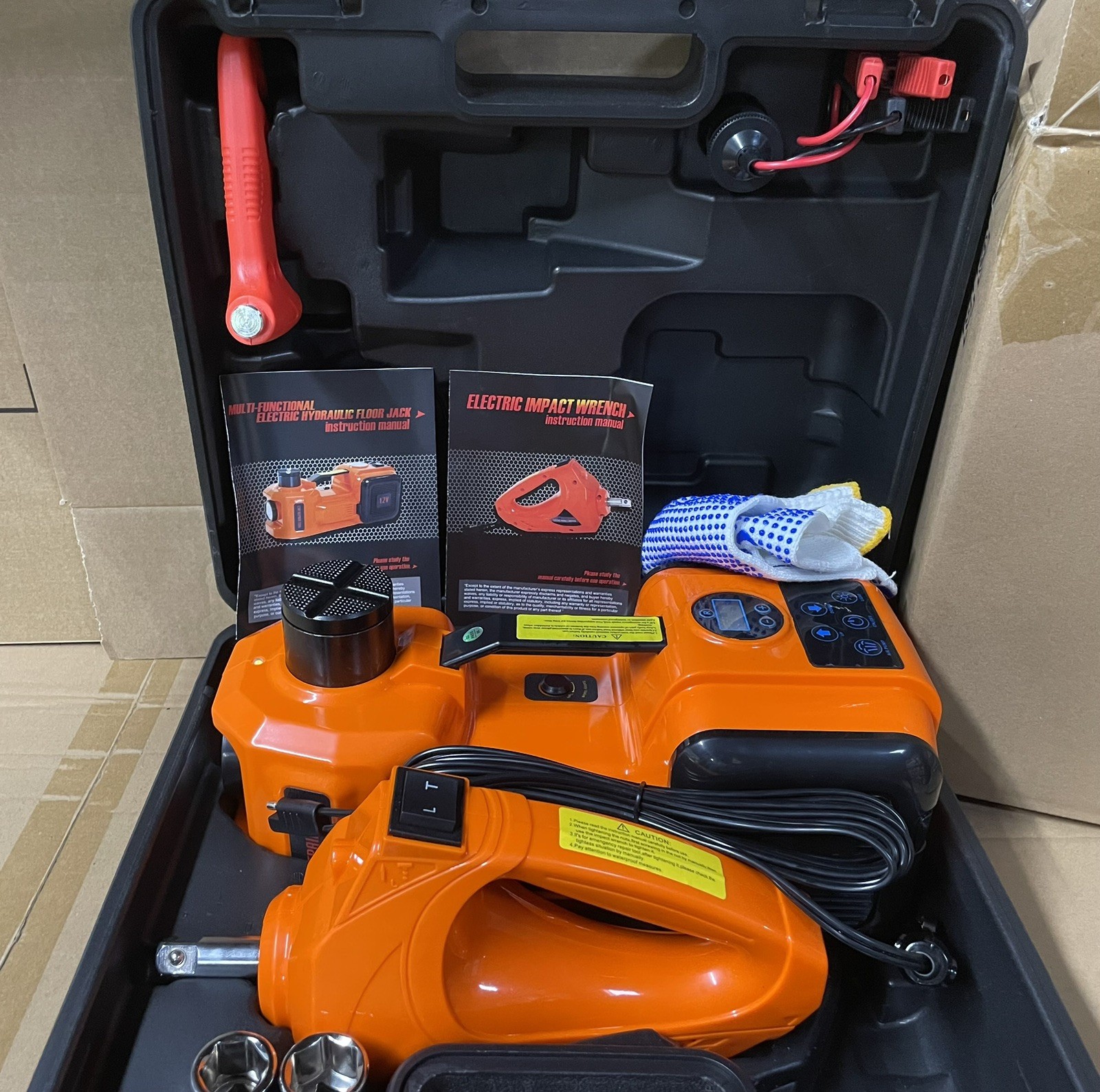 Electric Hydraulic Car Floor Jack 5 Ton 12V w/ Impact Wrench