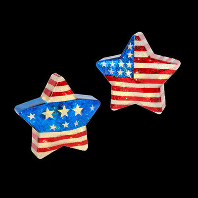 Assorted Battery-Operated Multi-Color Mercury Glass Americana Stars with Timer F