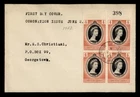 DR WHO 1953 BRITISH GUIANA FDC QEII CORONATION PLATE BLOCK R59785