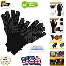 Silicone Non-Slip BBQ Gloves - 1472°F Heat Resistant Kitchen Mitts for Grilling