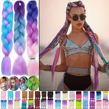 UK High Quality 24" Jumbo Braiding Hair Extensions Afro Box Braids Ombre Rainbow