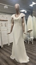 NEW DESIGNER WEDDING DRESS SIZE 38 LOHRENGEL IVORY VINTAGE BOHO WATERFALL