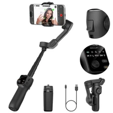 AOCHUAN 3-axis Gimbal Stabilizer for iPhone w/Built-in 7.8' Extension Rod, Sm...