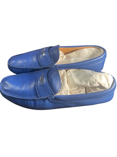 Prada Royal Blue Grained Leather Driving Loafers Men’s 10