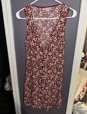 Reformation Red White Floral Sleeveless V-Neck Midi Dress Size 6