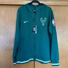 Nike NBA Milwaukee Bucks Showtime Therma Flex Hoodie Jacket Player Issued Large