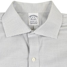 Brooks Brothers 16-34 Regent Fit Non-Iron Stretch Dress Shirt Blue Check LARGE
