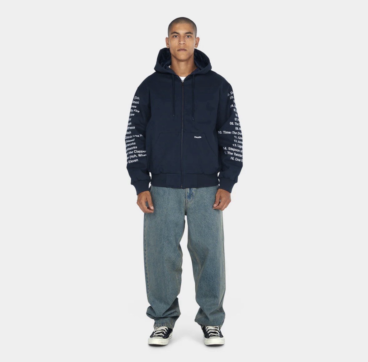 HUF X J DILLA WORK JACKET Sold Out Rare Skate Hip Hop Size Large Blue Stiching image 4