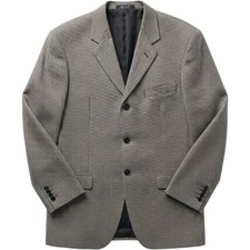 Mani Giorgio Armani Men's Wool Blazer VTG 40R Brown Houndstooth 3 Button Sport