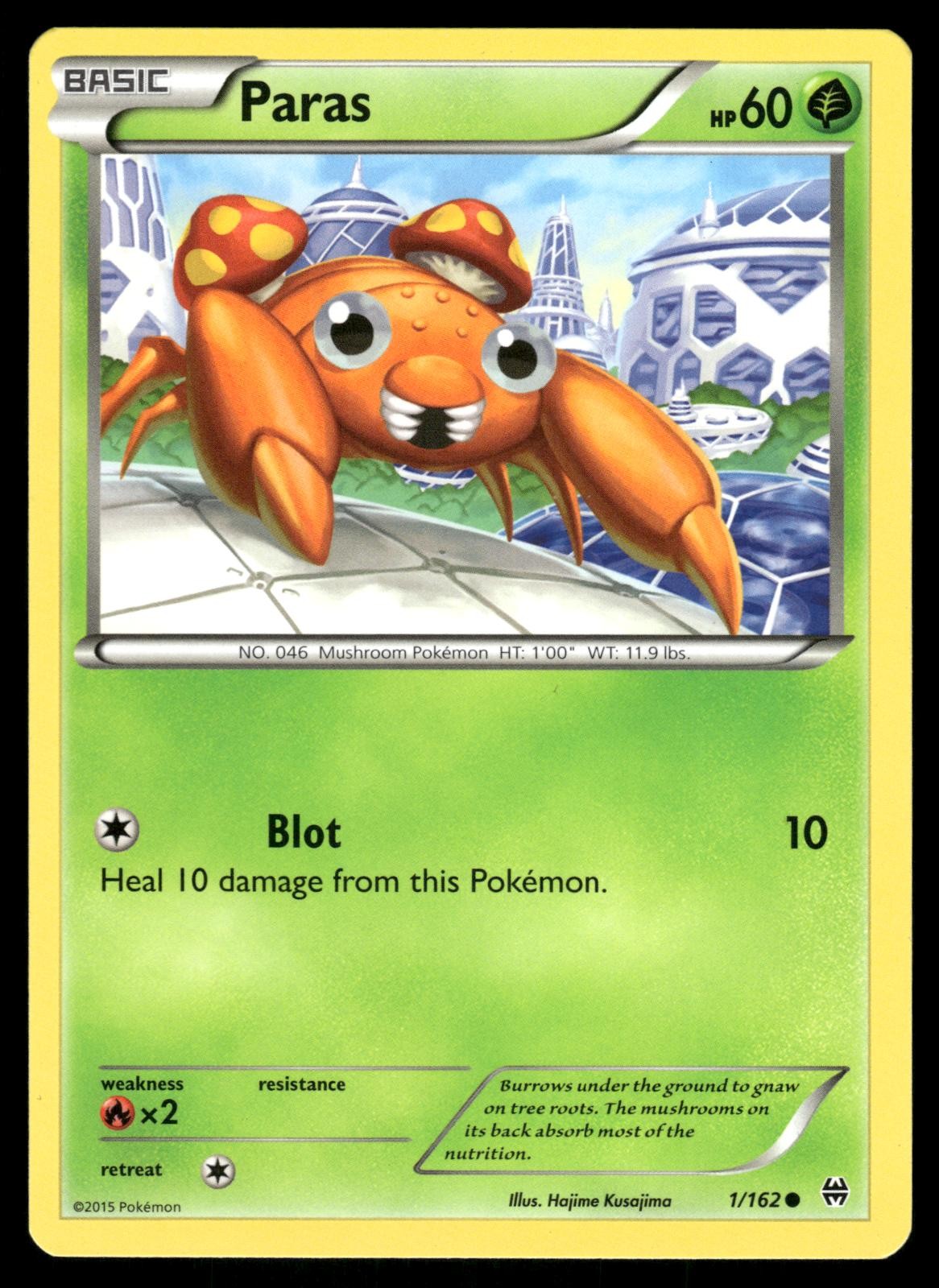 Paras 1/162 Common BREAKthrough Pokemon Lightly Played