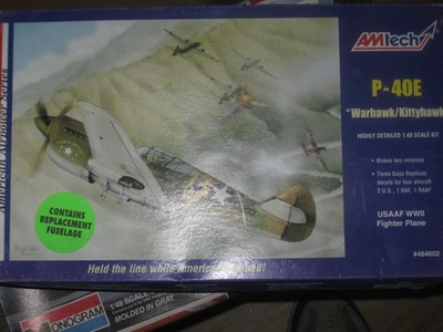 AmTech P-40E Warhawk / Kittyhawk #484602 Scale 1/48 Open Box Complete Model 2002