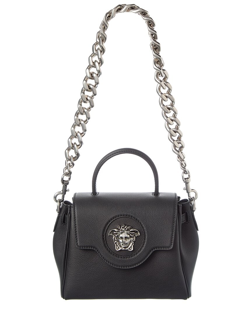 Versace La Medusa Leather Shoulder Bag Women's Black
