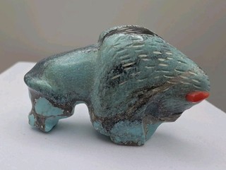 Amos Pino Turquoise Bison Or Buffalo Carving Dine Navajo PLEASE READ DESCRIPTION