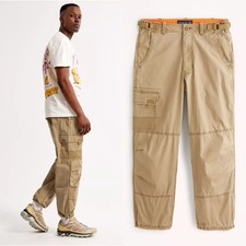 Men  s NWT Abercrombie  Fitch All Day Baggy Utility Pants Size 33x32 Color Khaki