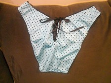 Vintage 2004 Victoria Secret Pool Blue Black Dot Bikini Size Large