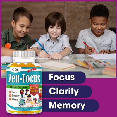 Kid Brain Focus Booster Delicious DHA Omega 3 6 9 Kids Memory Vitamin 60 Gummy