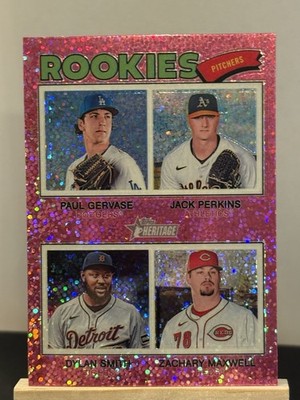 2026 Topps Heritage - SP Rookies Pitchers #387 Chrome Pink Sparkle