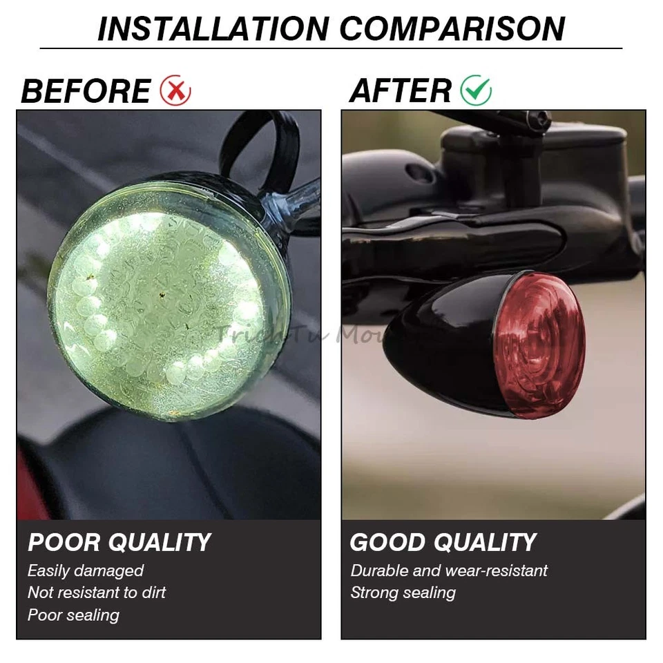 1 Pair Turn Signal Light Red Lens Cover Fits For Harley Sportster Dyna Softail - Image 4 of 4