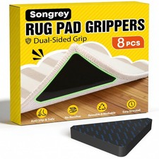 Rug Tape Rug Corner Grippers 8PCS,Reusable Double-Sided Carpet Tape to Hold Area