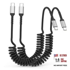 Coiled USB C to USB C Cable, 2Pack 3ft USB C Charger Cord for 3FT USB C-C Black
