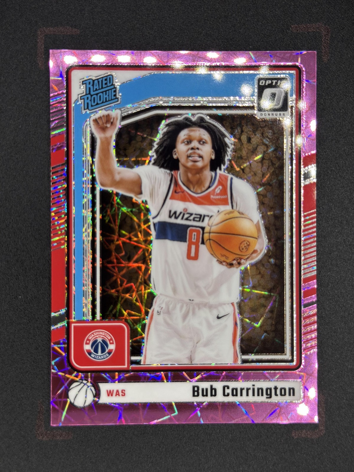 2024-25 Donruss Optic Bub Carrington RC /79 Pink Velocity #273 Wizards