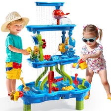 4-Tier Water Table for Toddlers 3-5 Kids Ages 4-8, Summer Outdoor Beach Senso...