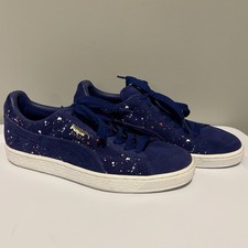 Puma Suede Classic 'Splatter Navy' Blue Gold Smash V2 Men's Sneakers - Size 9