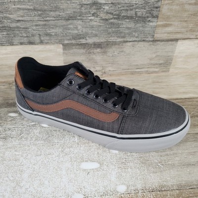 Vans Ward Mens Shoes Sz 9.5 Athletic Navy Brown Canvas Low Top Lace-Up Sneakers