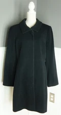 Talbots Tailored Wool Blend Sleek Modern Pea Coat Black Size 14