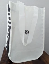 Lululemon Small White With Black Logo Reusable Shopping Bag New