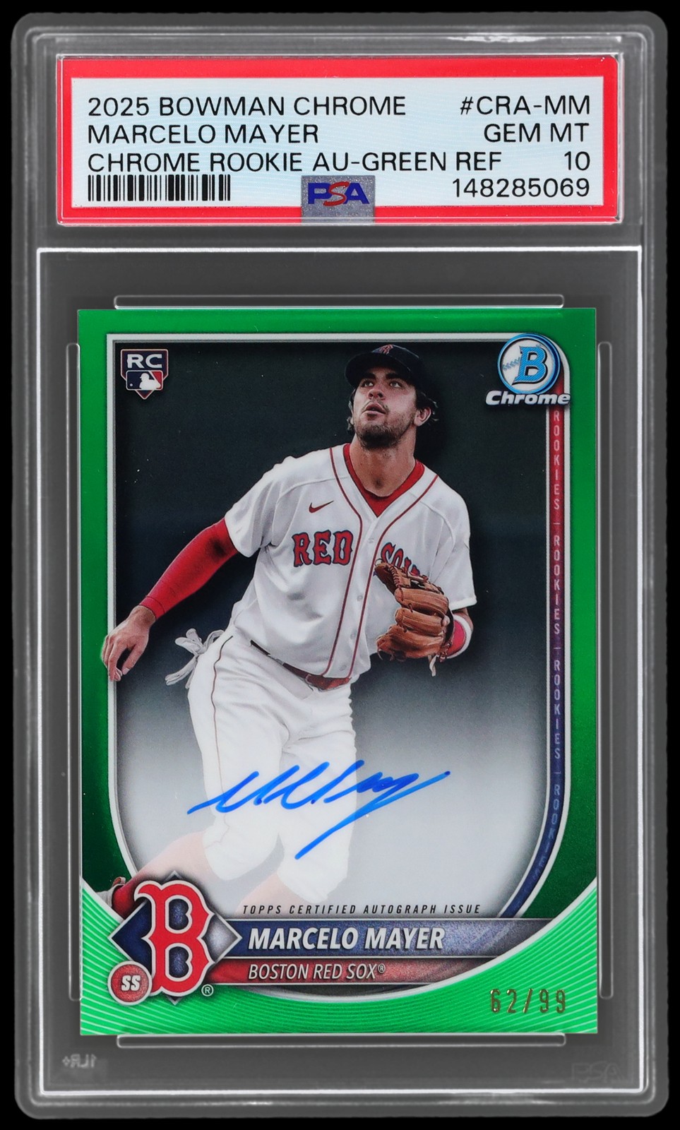 2025 Bowman Chrome Marcelo Mayer #CRA-MM PSA 10 Rookie Autograph Green Refractor